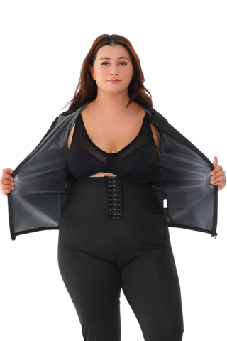 Fermuarlı Kısa Kol Sauna Termal Body (Sadece Üst) L