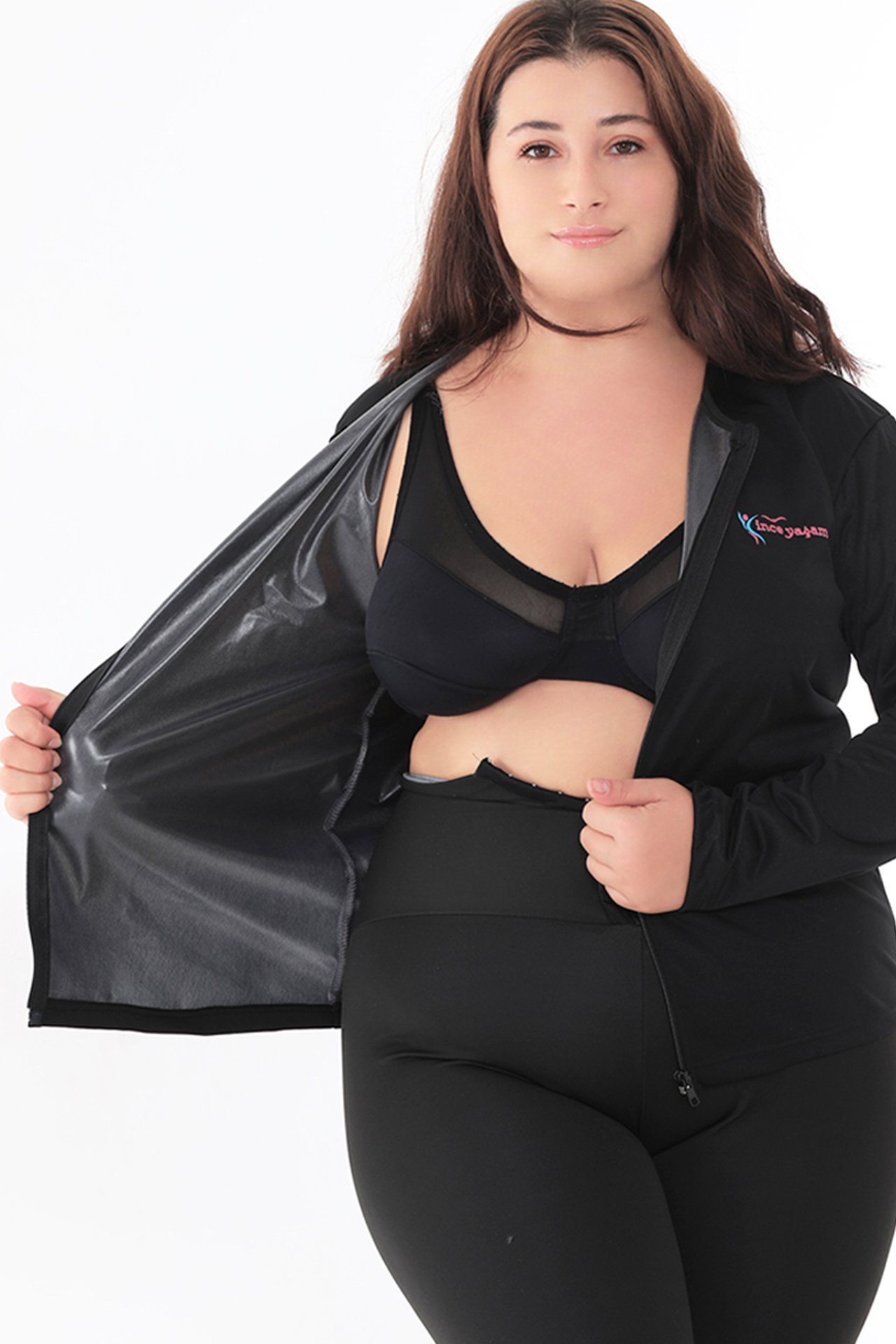 Ultra Yüksek Bel Agraf Taytlı Uzun Kollu Termal Sauna Takım