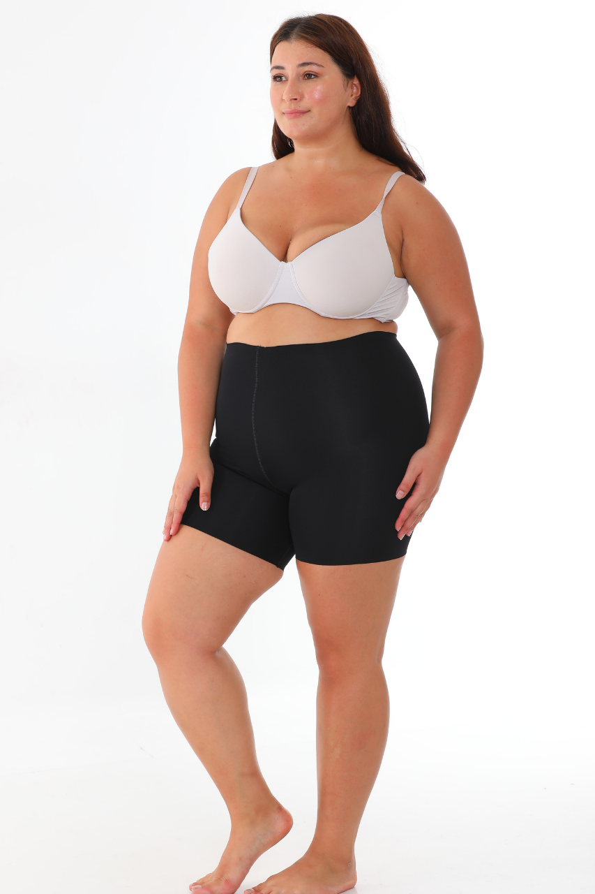 Lazer Kesim Paçalı Basen ve Göbek Korse Siyah Renk