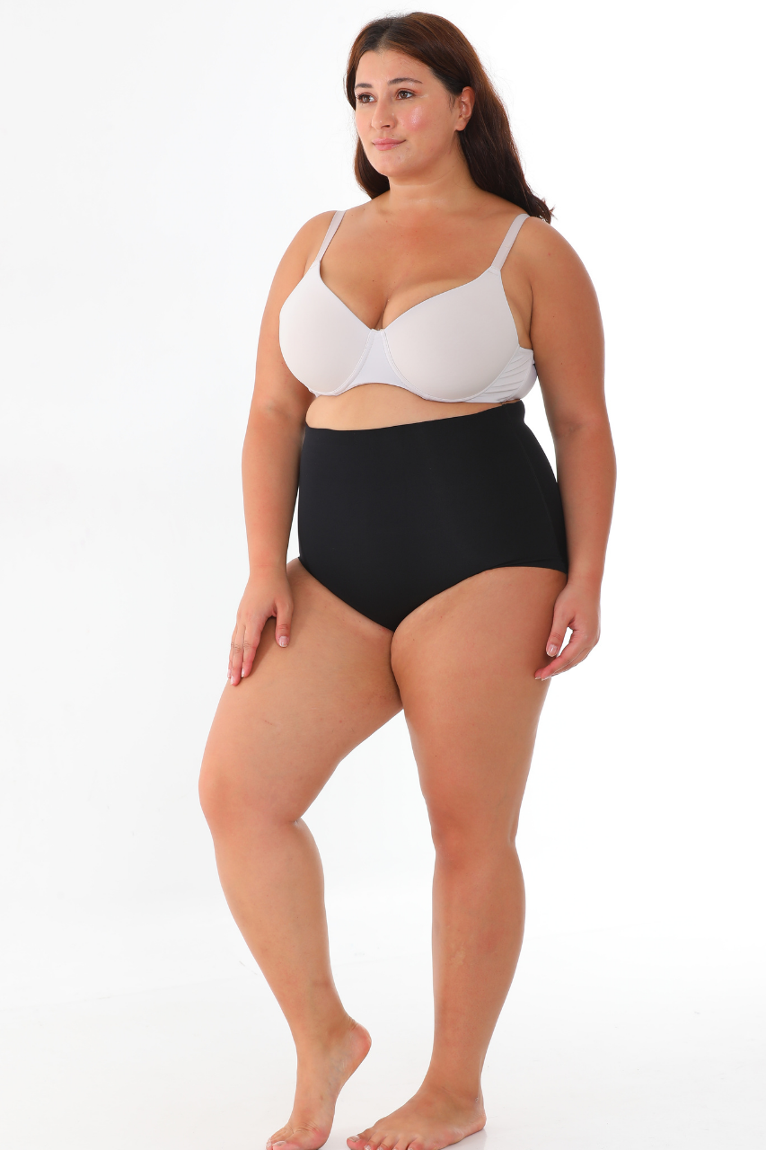 Lazer Kesim Slip Göbek Korse Siyah Renk